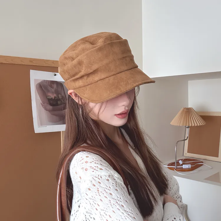 新款春秋帽子女大头围马术帽平顶帽日常百搭显脸小气质英伦鸭舌帽