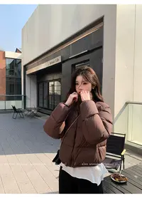 肯豆风短款女90白鸭绒冬季宽松面包服外套8881