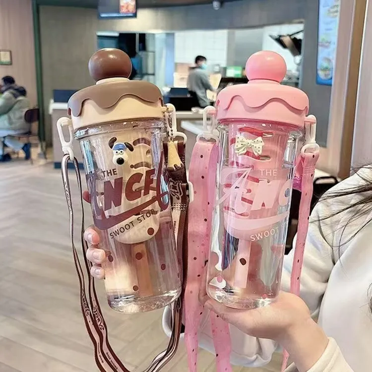 正品冰淇凌大容量巨无霸水杯可斜挎随行杯可爱带茶漏泡果茶水杯
