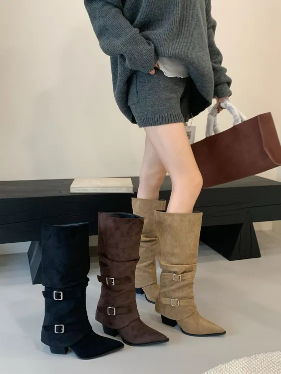 2025秋冬新品～厚底粗跟增高靴百搭款舒服韩系风可拆卸软底时装靴