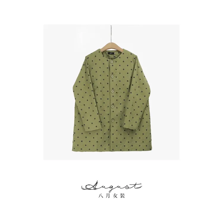 【BAYUE】3693宽松型风衣长袖圆点明线设计师春秋圆领外套秋季