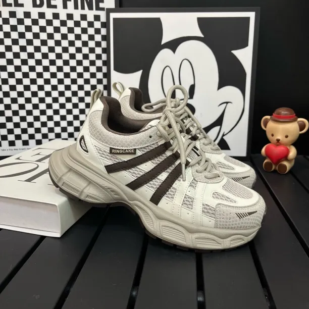 2025春季运动休闲老爹鞋时尚潮鞋百搭防滑厚底透气网面系带