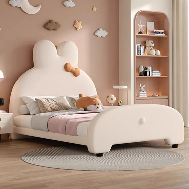 兔子造型儿童床现代简约单人床小孩儿童房次卧室卡通皮艺床