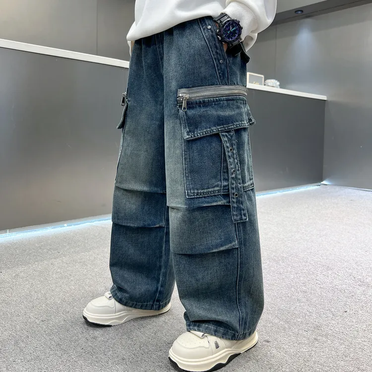 男童裤子儿童牛仔裤春秋款2025新款中大童宽松长裤男孩秋季休闲裤