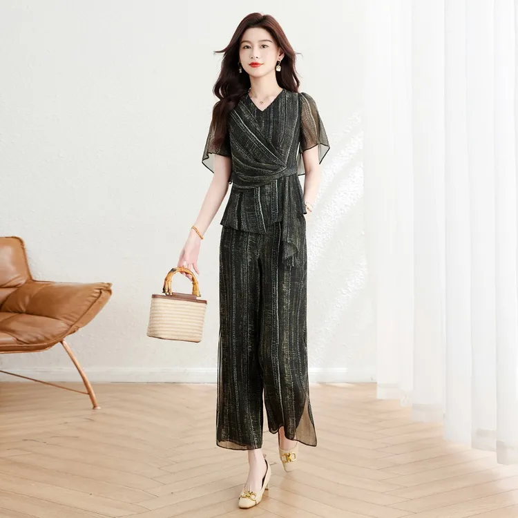 【上衣+裤子】优雅气质时尚大气减龄休闲收腰显瘦套裤M-4XL-26054-q