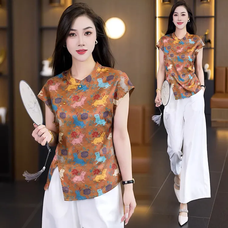 新中式国风衬衫女2025新款夏季短袖薄款轻奢高级感法式小资小上衣