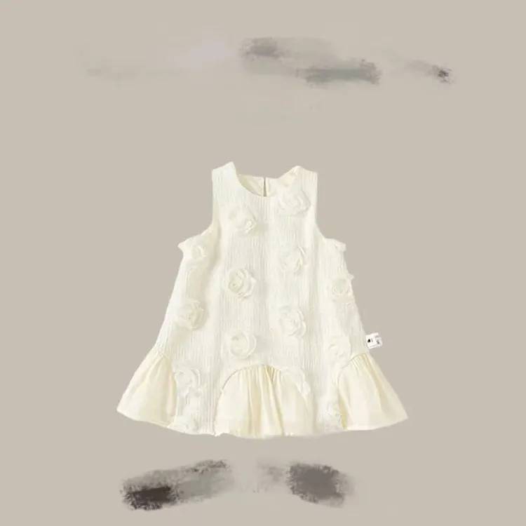 夏季宝宝无袖立体花朵连体衣韩版背心儿童花边包屁衣