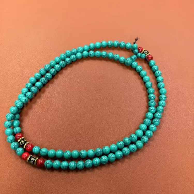 绿松石项链精品绿松石108颗脖挂 多圈手串（无礼盒）S0693