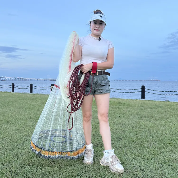 3米高6米宽齿轮手抛网撒网捕鱼飞盘网强力耐用户外渔网