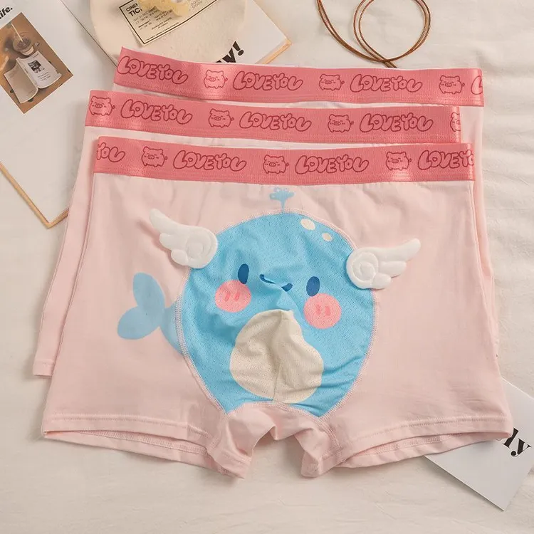 甜恋飞宠~男士内裤秋冬95棉抑菌卡通可爱男生搞怪平角裤头送男友