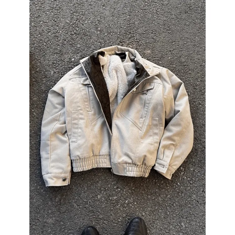 潮牌蛇年限定座山蟒棉服男款冬季加绒加厚解构设计感工装夹克外套