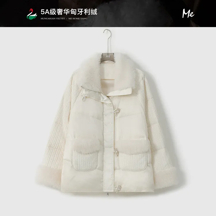 ME【雪麦穗】匈牙利进口95白鹅绒羊羔毛领鎏光缎面羽绒服MESA3492