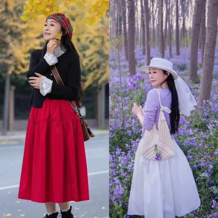 【一依定制】弹力腰四季日常女装半身裙棉文艺气质复古长裙