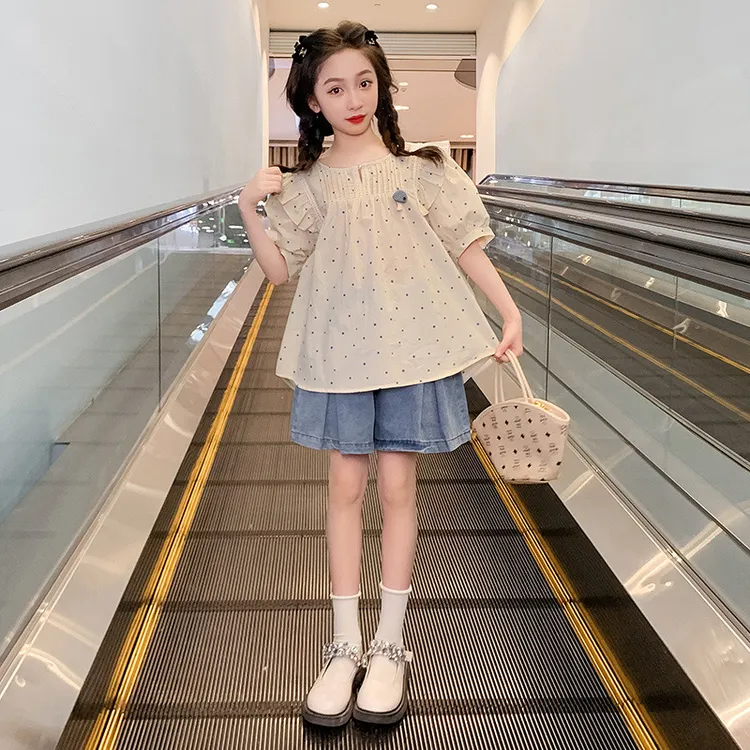 新品巴拉巴拉女童衬衫套装洋气2025新款儿童韩版网红时髦中大童夏