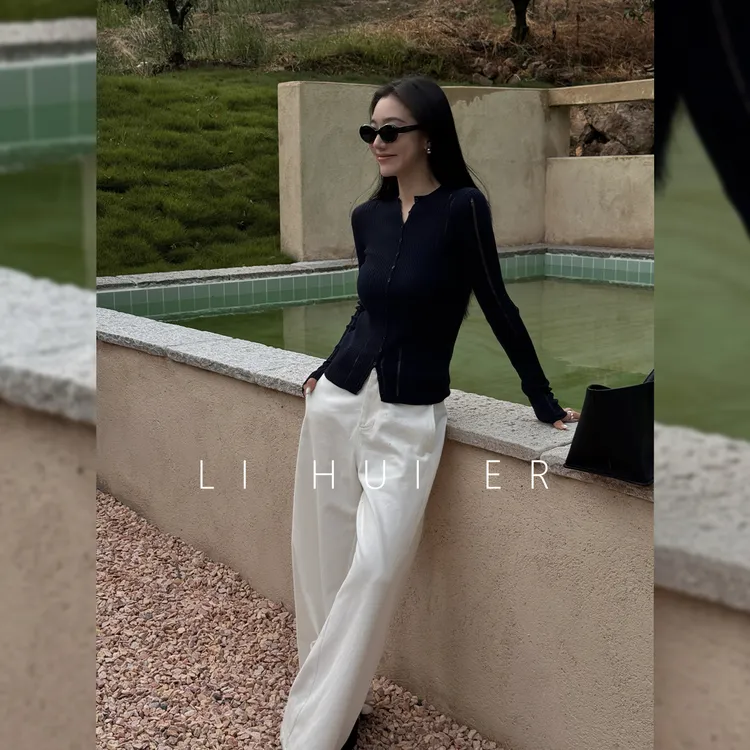 LiHuiEr李慧儿【反方向的钟】秋季高级设计小众针织衫上衣7223
