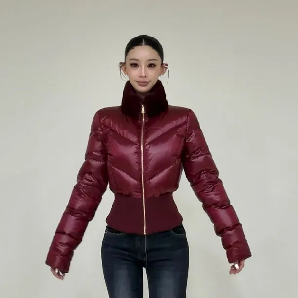 楠楠李90白鸭绒【红运暖绒】短款显瘦毛领可拆卸羽绒服032