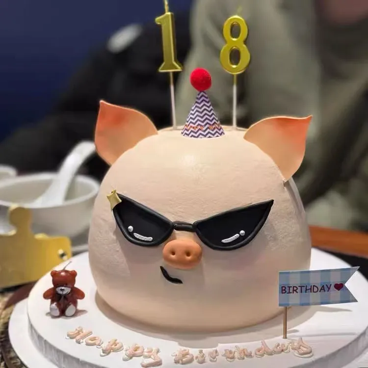 网红酷拽小猪生日蛋糕同城配送定制女友闺蜜男士全国上海北京深圳
