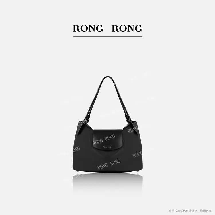 溶溶RONG 专用降落伞布配进口小牛皮定制尼龙简约托特包jg250514
