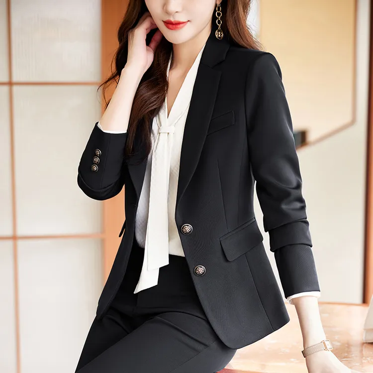 职业装女性套装韩版黑色高档西装修身气质职场正装面试外套工作服
