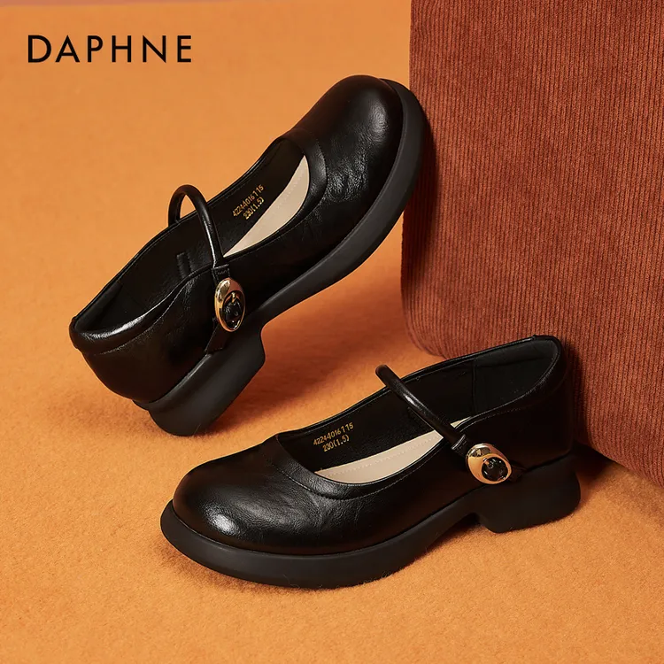 达芙妮女厚底玛丽珍鞋爆款单鞋夏软底绝美一字扣小皮鞋百搭显脚小
