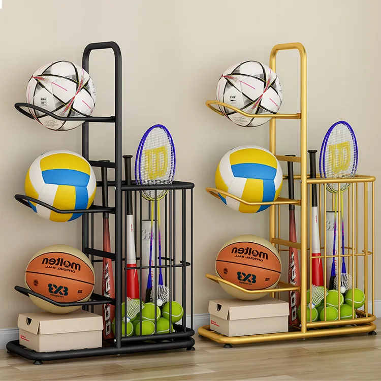篮球收纳架家用室内足排球架羽毛球收纳筐儿童置球架球类置物架子