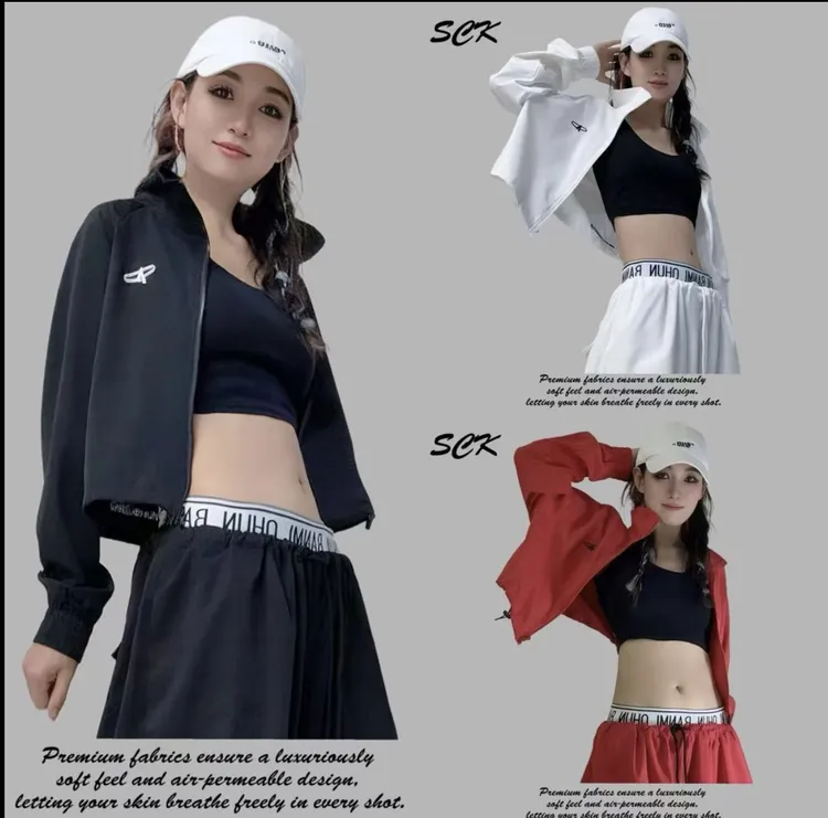新丽服饰-短款时尚运动薄款宽松长袖露腰小外套2593款