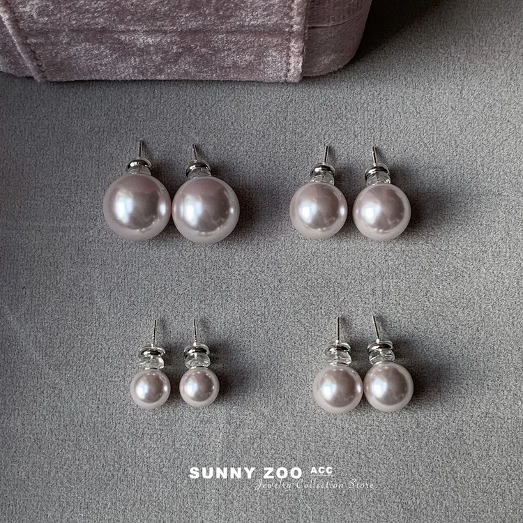 非金属仿珍珠耳饰 曼塔玫瑰 冷调粉紫色耳钉法式温柔精致氛围感