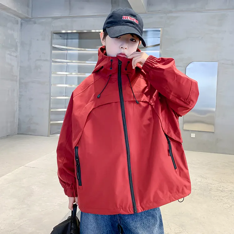 男童外套春秋宽松2025中大童休闲韩版长袖连帽儿童秋季上衣洋气潮