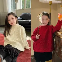 「麦麦秋」【喜多多】双柔纱女中大童冬季长袖保暖立领麻花毛衣GD2643
