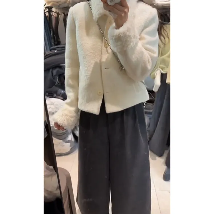 2025秋冬季新款修身显瘦网红穿搭外套上衣休闲简约阔腿长裤套装女