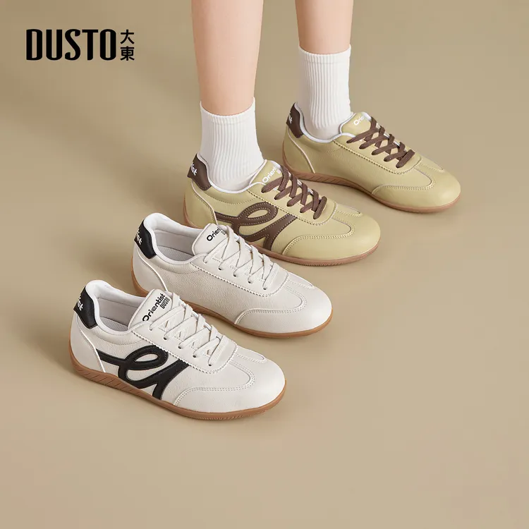 大东女鞋时尚T型头休闲鞋2025秋冬新款百搭小白鞋平底阿甘鞋7502