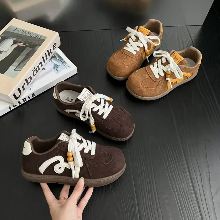 秋季运动拼色德训鞋透气时尚休闲鞋厚底女鞋日系韩版潮鞋ins5581