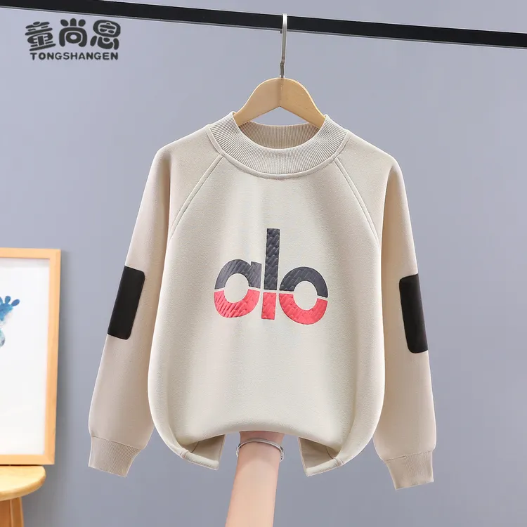 男童卫衣秋冬款2025新款儿童加绒上衣大童衣服圆领男孩童装一体绒