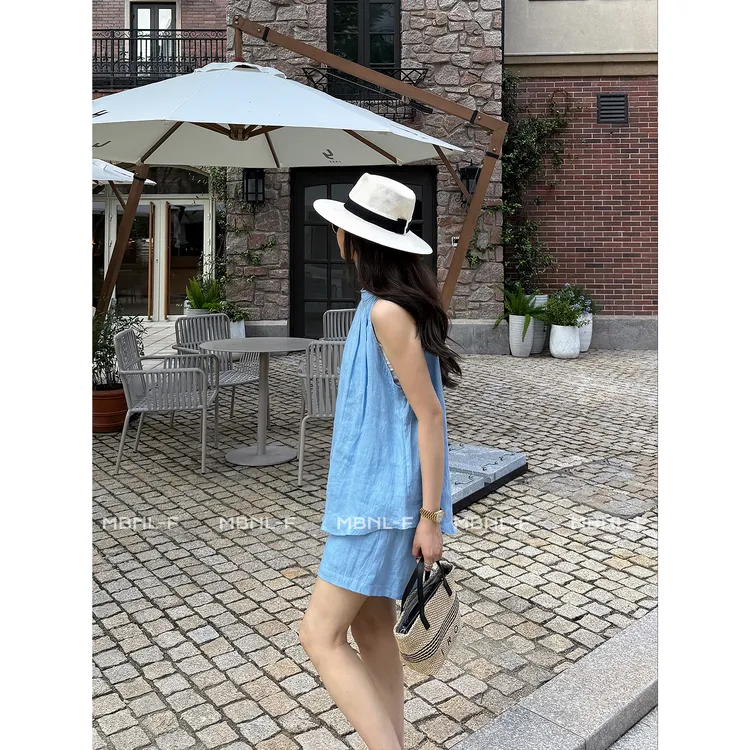 MBNL-F “42支亚麻套装” 100%亚麻显瘦背心套装 秦磊XM-XTZ5653