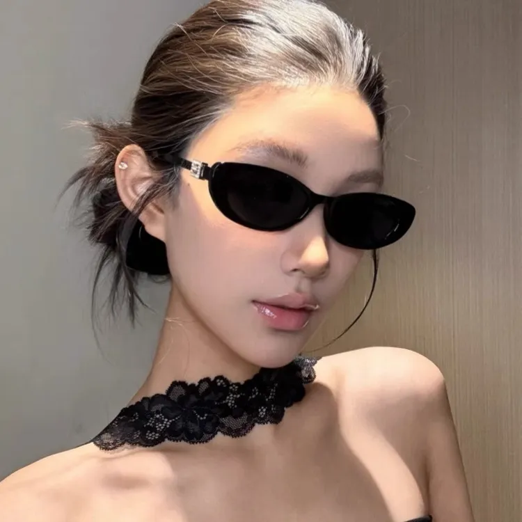 倪妮同款港风千禧辣妹墨镜女美式复古Y2K个性小框椭圆太阳眼镜女