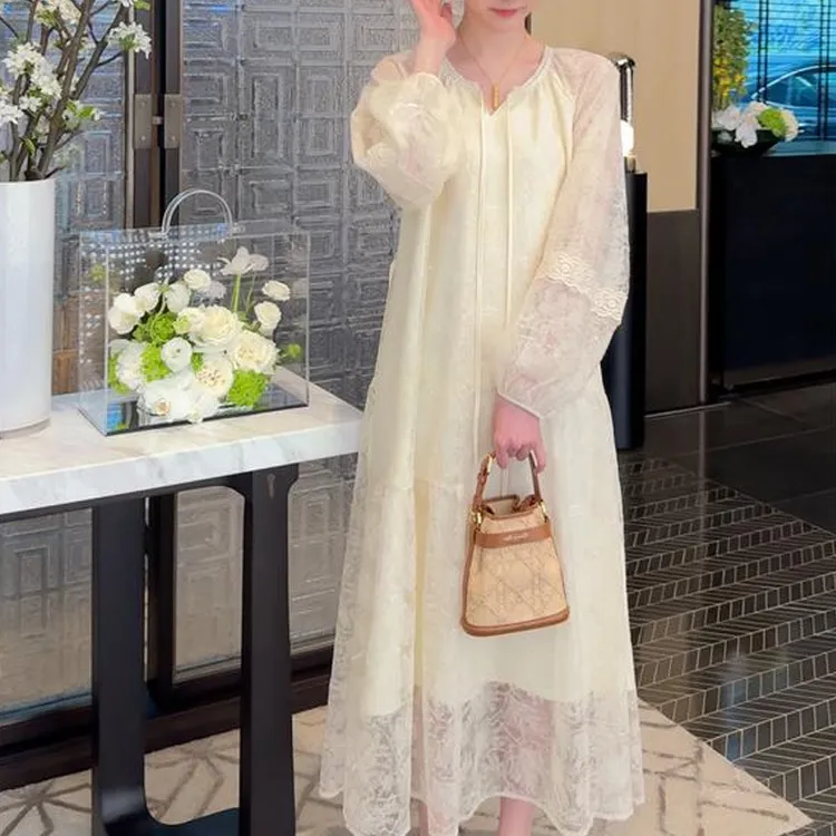 仙气少女甜美飘逸连衣裙2025洋气轻奢小众显瘦女