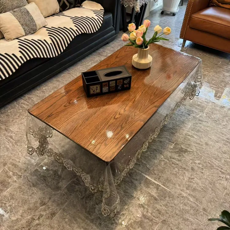 （贴合不滑动贼亮）高清透明下垂软玻璃长方形餐桌茶几布防水防油布