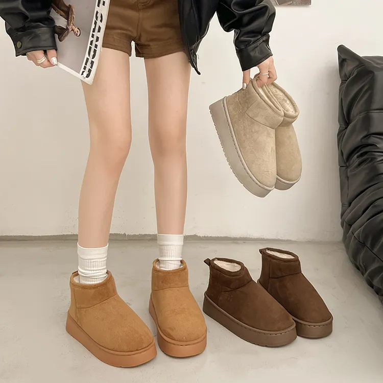 潮流百搭雪地靴女士冬季爆款居家外穿厚底包跟轻便防滑棉拖鞋女款