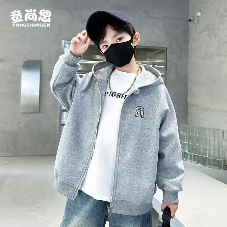 男童外套春秋款2025年中大童运动上衣连帽儿童帅气衣服秋装休闲潮