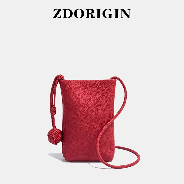 ZDORIGIN女包真皮手机包2025新款时尚牛皮竖版迷你散步小包包斜挎