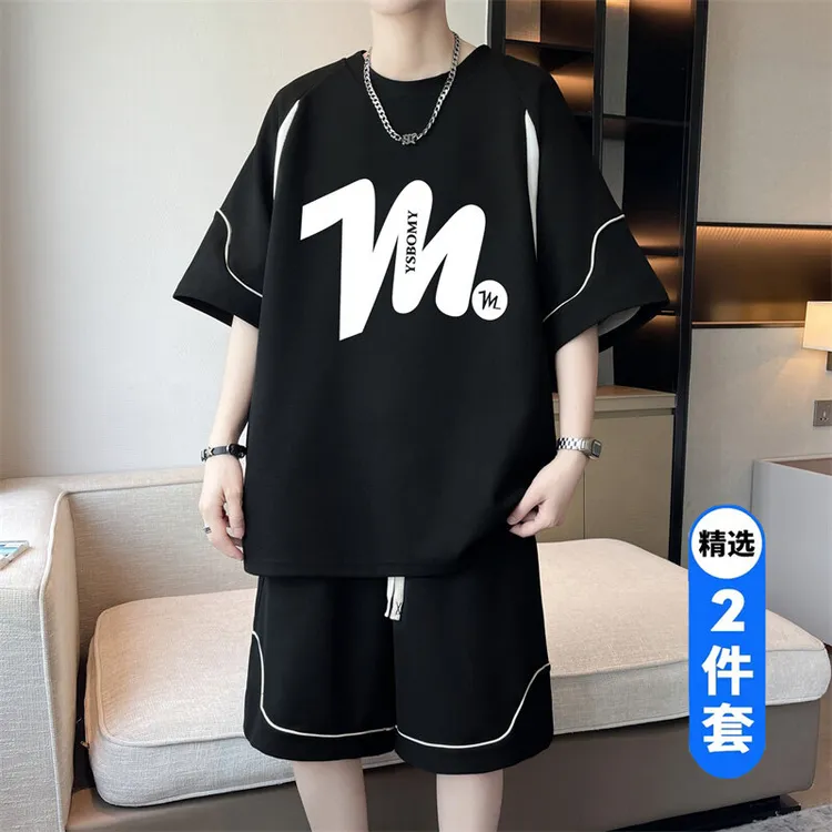 两件装青少年夏季初高中学生帅气休闲运动套装短袖短裤男生半袖