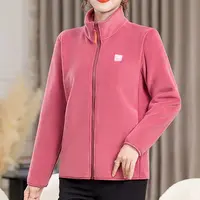 A55纯色中老年女装立领休闲妈妈外套抓绒衣外套春秋立领
