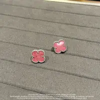 非金属珐琅耳饰 粉色精致减龄简约四叶草单花耳钉