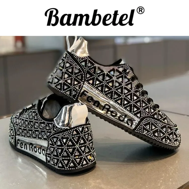 Bambetel男鞋舒适一脚蹬满钻百搭软底小白板鞋轻质休闲男款鞋子