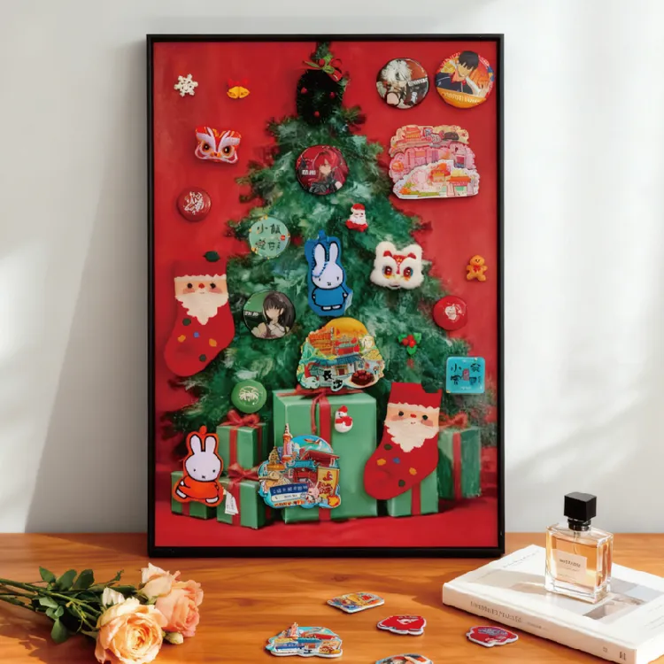 磁吸装饰挂画圣诞手工画作新愿树装饰画砂岩磁吸冰箱贴谷子手工客厅玄关挂画