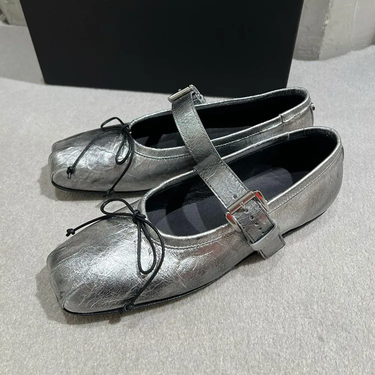 羊皮版~高级感芭蕾舞鞋方头浅口蝴蝶结一字搭扣玛丽珍单鞋小皮鞋