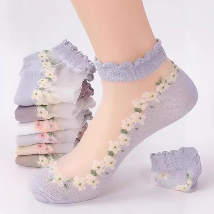 袜子女夏季夏天新款超薄短袜网眼薄款时尚女卡丝水晶浅口隐形船袜