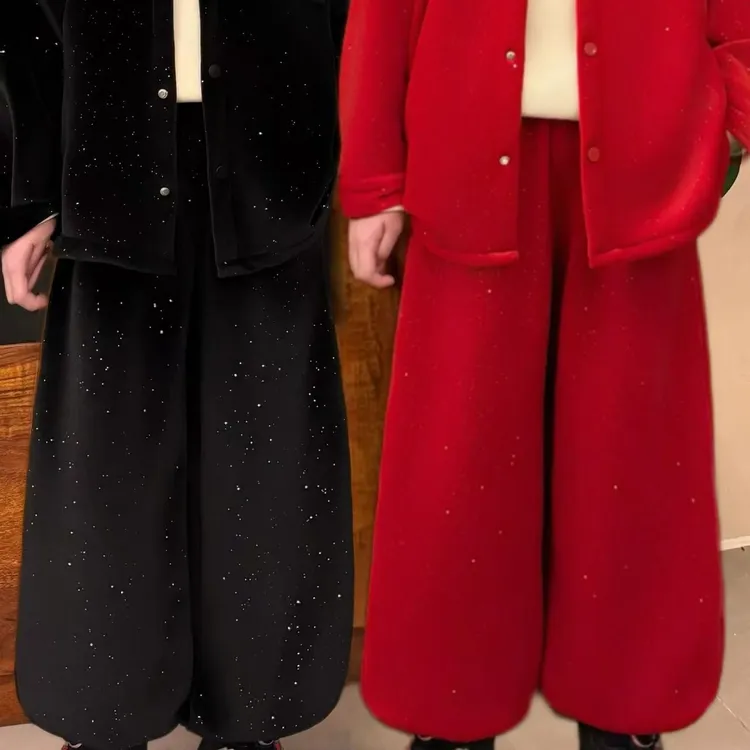 【年款】满目星河爆闪裤2026冬季加绒时尚保暖裤子丝绒亮片男女同款