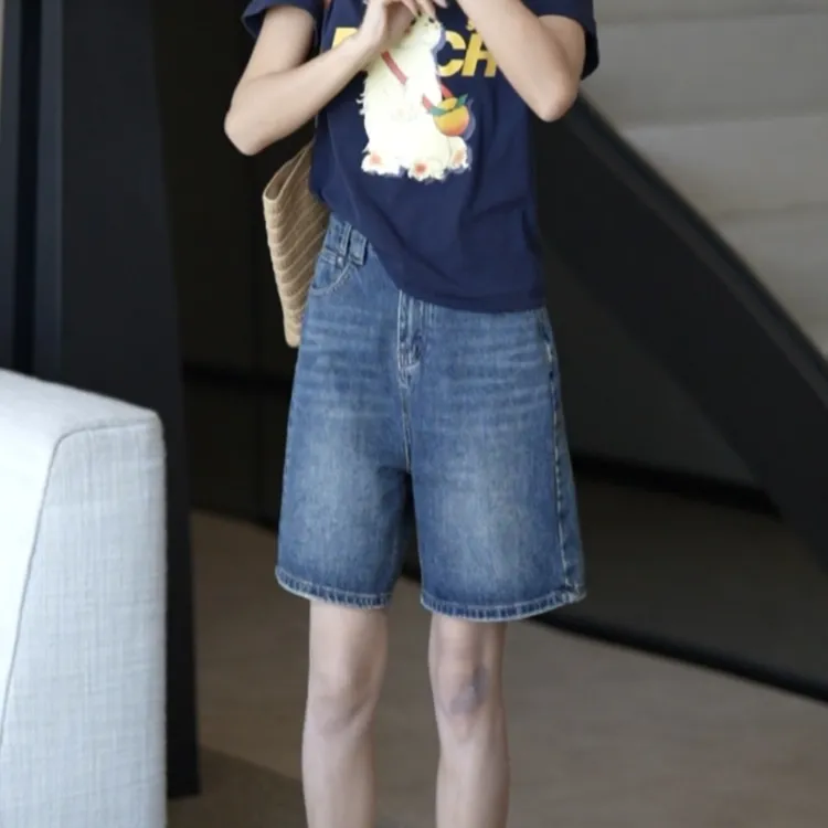 【运费补贴】夏季薄款高腰牛仔短裤女宽松显瘦直筒五分裤女2025夏