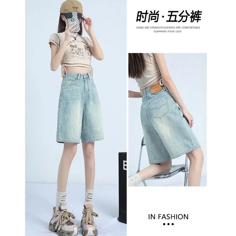 2025夏季新款女装高腰宽松显瘦短裤女新款高腰显瘦夏天阔腿韩版